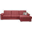 ECKSOFA in Flachgewebe Rot  - Chromfarben/Rot, KONVENTIONELL, Textil/Metall (285/176cm) - Novel