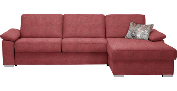 ECKSOFA in Flachgewebe Rot - Chromfarben/Rot, KONVENTIONELL, Textil/Metall (285/176cm) - Novel