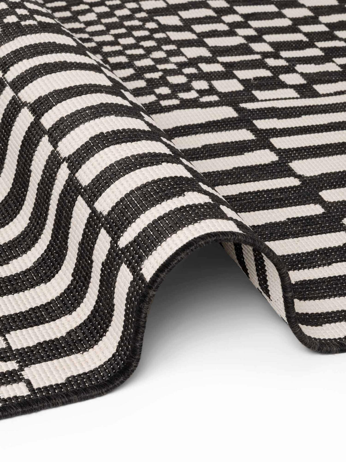 FLACHWEBETEPPICH 200/300 cm Haringey Schwarz, Weiß rechteckig  - Schwarz/Weiß, Design, Kunststoff (200/300cm)