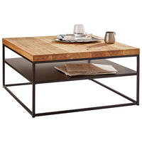 COUCHTISCH Holz, Metall 80/80/40 cm  - Eichefarben/Schwarz, Design, Holz/Metall (80/80/40cm) - Novel