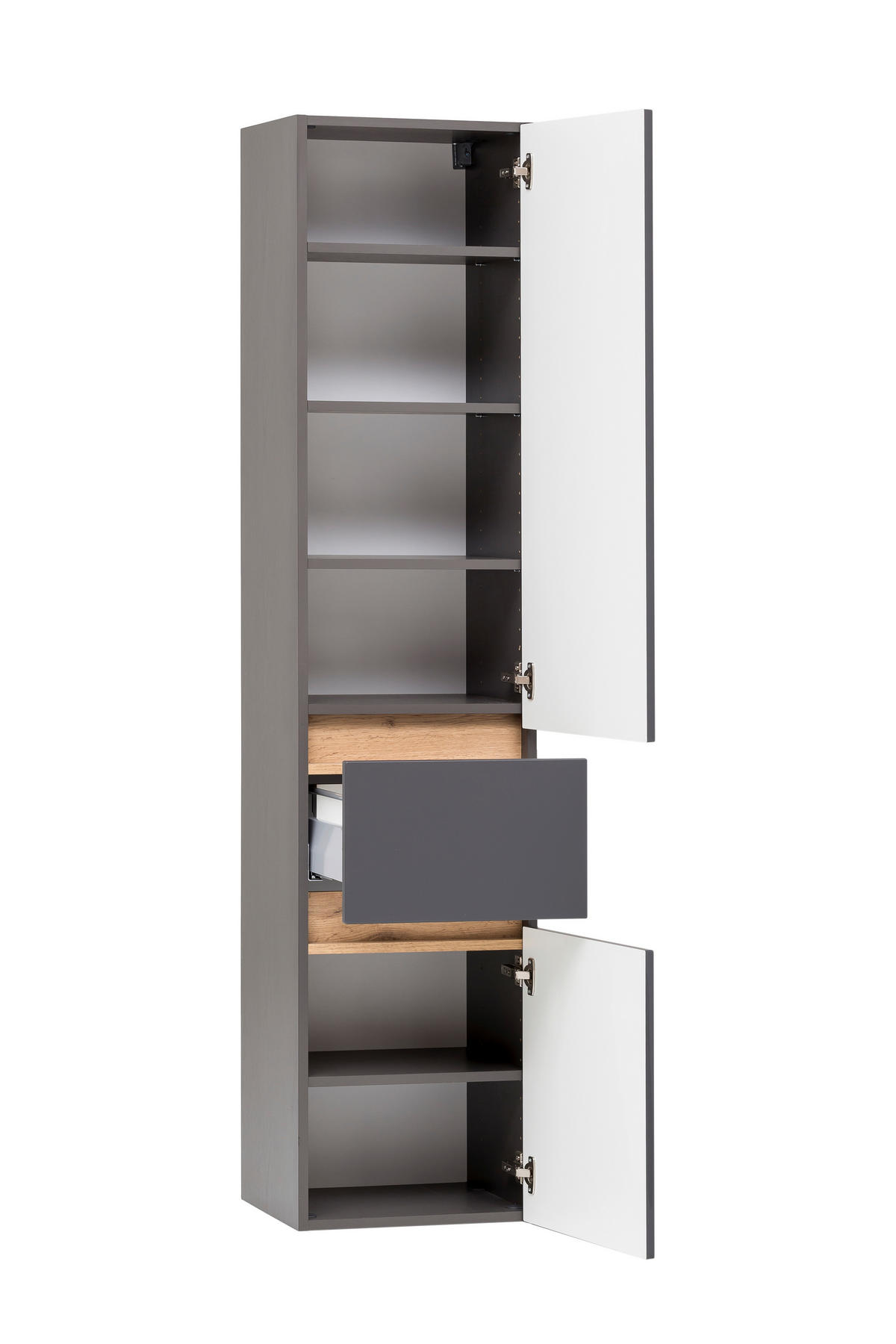 HOCHSCHRANK 40/180/35 cm  - Silberfarben/Graphitfarben, Natur, Holzwerkstoff (40/180/35cm) - Xora