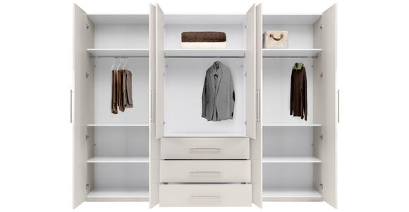 KLEIDERSCHRANK 294/219/59 cm,  in Kaschmir, 6-türig  - Kaschmir/Alufarben, KONVENTIONELL, Holzwerkstoff/Metall (294/219/59cm) - Carryhome
