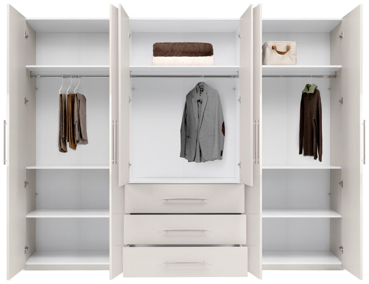 KLEIDERSCHRANK 294/219/59 cm,  in Kaschmir, 6-türig  - Kaschmir/Alufarben, KONVENTIONELL, Holzwerkstoff/Metall (294/219/59cm) - Carryhome