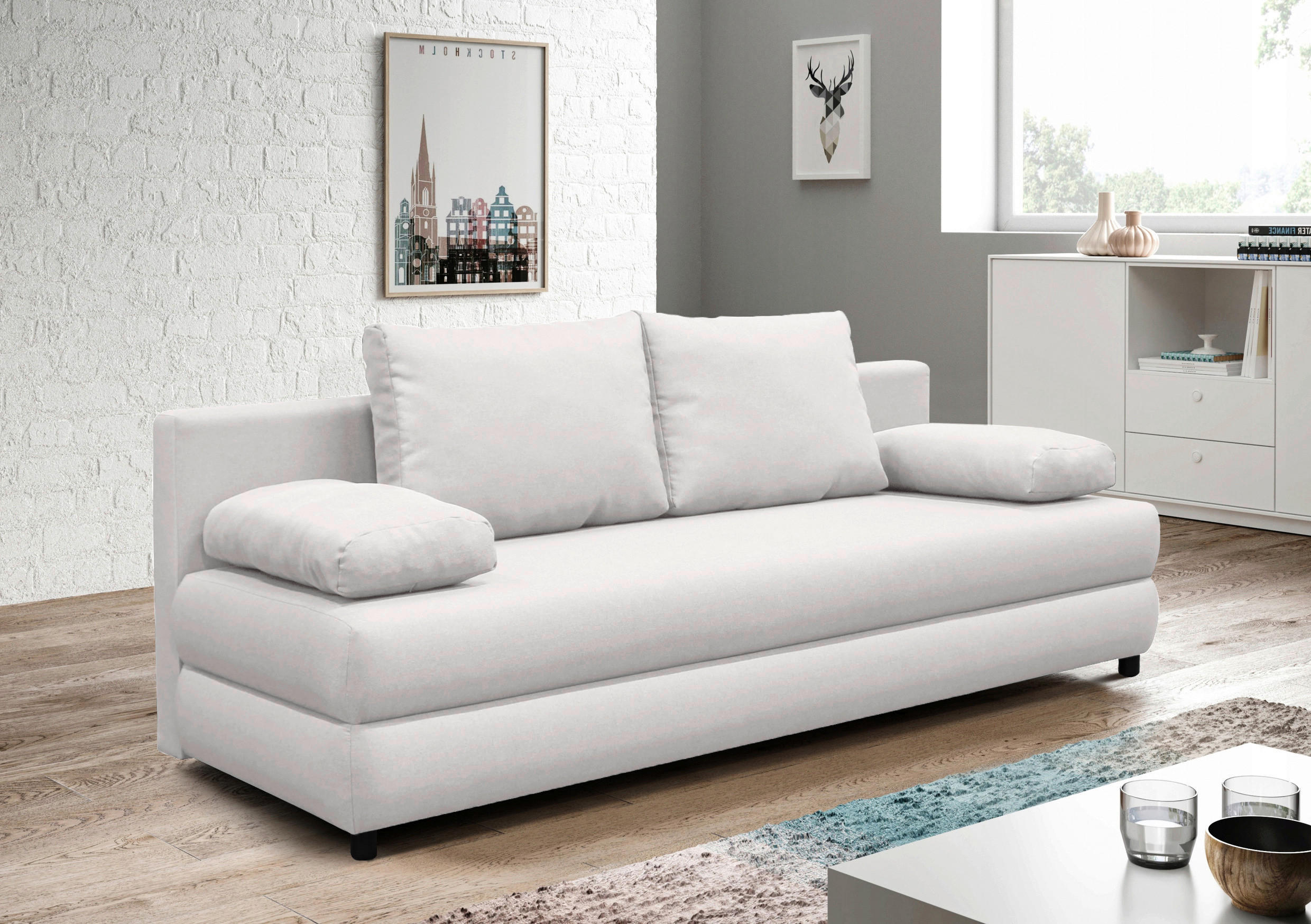 CANAPEA EXTENSIBILĂ textil alb