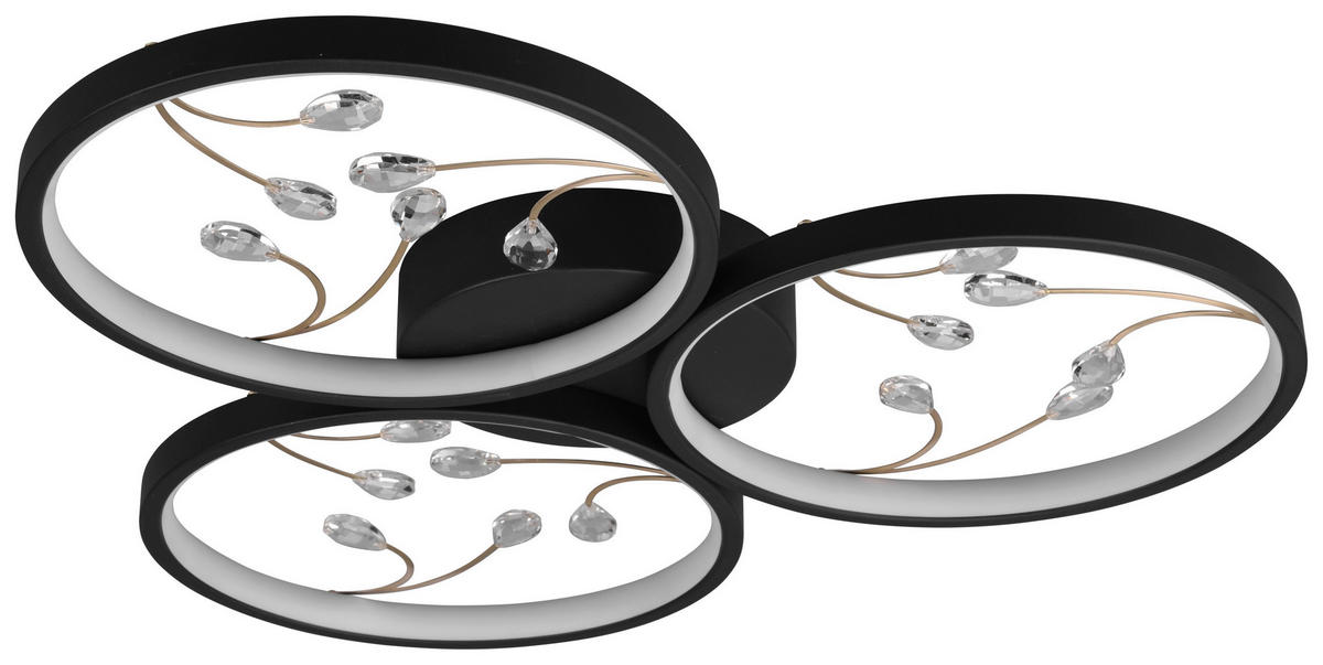 STROPNÍ LED SVÍTIDLO, 62/6 cm  - černá, Konvenční, kov (62/6cm)