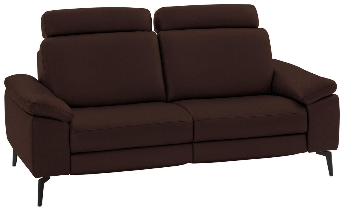 2,5-SITZER in Echtleder Braun  - Schwarz/Braun, Design, Leder/Metall (196/88/100cm) - Valdera