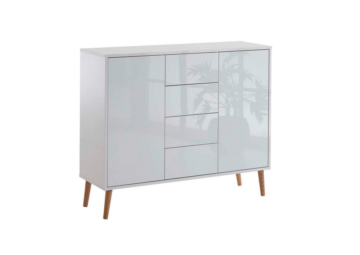 KOMMODE Mailand Typ 11 + HF  in 105,5/86/33 cm  - Weiß Hochglanz/Weiß, MODERN, Holz/Holzwerkstoff (105,5/86/33cm) - MID.YOU