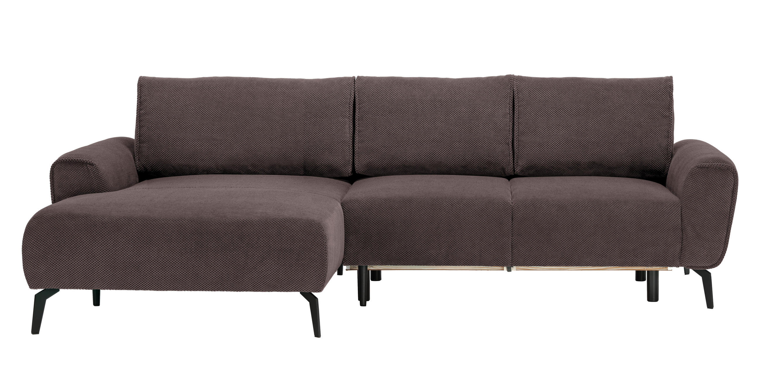 ECKSOFA in Webstoff Braun  - Schwarz/Braun, Design, Textil/Metall (170/272cm) - Welnova