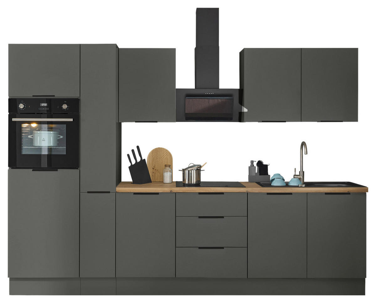 KÜCHENBLOCK   in Graphitfarben  - Schwarz/Graphitfarben, Basics, Holzwerkstoff/Metall (300/211/60cm) - Carryhome