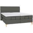 BOXSPRINGBETT 180/200 cm  in Grau  - Eichefarben/Grau, KONVENTIONELL, Holz/Textil (180/200cm) - Voleo