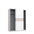 SCHWEBETÜRENSCHRANK  in Eichefarben, Weiß Hochglanz  - Eichefarben/Weiß Hochglanz, Basics, Holzwerkstoff/Metall (170,3/209,7/61,2cm) - Carryhome