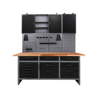 WERKBANKSET 160/205/60 cm  - Anthrazit/Grau, Basics, Holz/Metall (160/205/60cm)