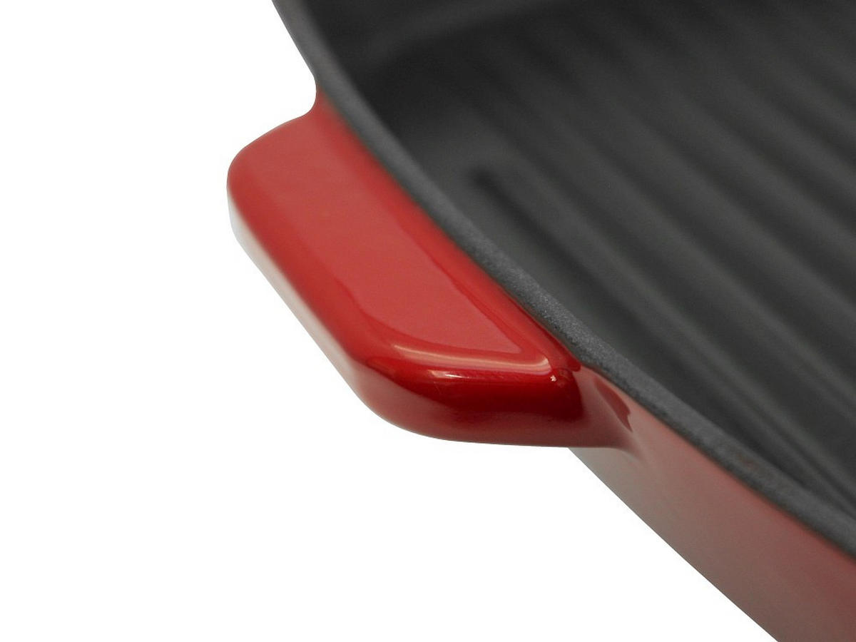 GRILLPFANNE Gusseisen Emaille  - Kirschrot, Basics, Metall (28/28cm) - ELO