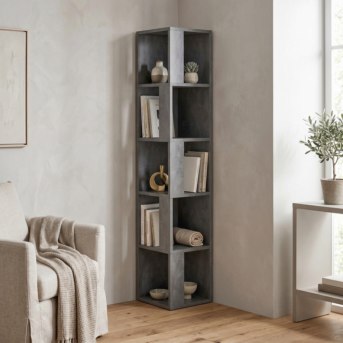 ECKREGAL 32/159/32 cm Grau  - Grau, Design, Holzwerkstoff (32/159/32cm) - Livetastic
