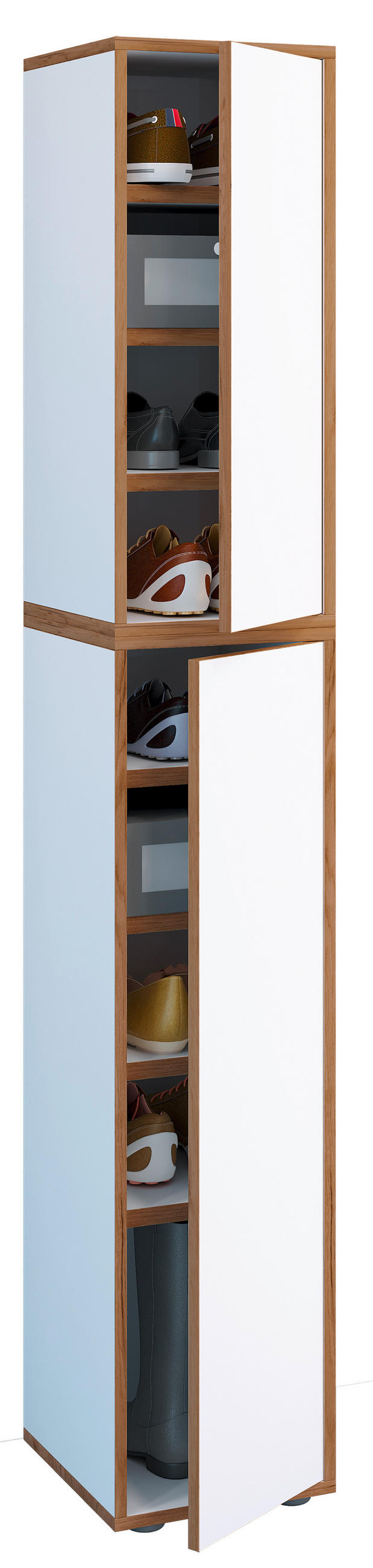 SCHUHSCHRANK Weiß, Honigeiche  - Honigeiche/Weiß, Design, Holzwerkstoff (30/183/33cm) - MID.YOU