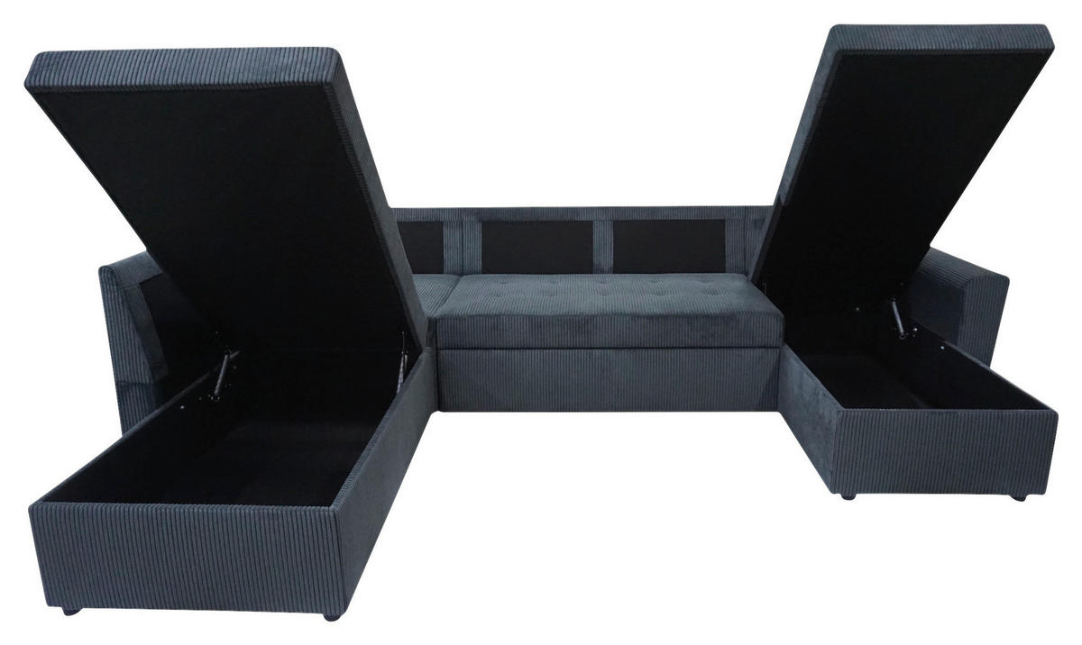 WOHNLANDSCHAFT TERMOLI in Cord Anthrazit  - Anthrazit/Schwarz, Design, Kunststoff/Textil (212/297/155cm) - MID.YOU