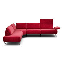 ECKSOFA Cosy Rot Samt  - Rot/Schwarz, Design, Textil/Metall (213/288-303cm) - SENSOO