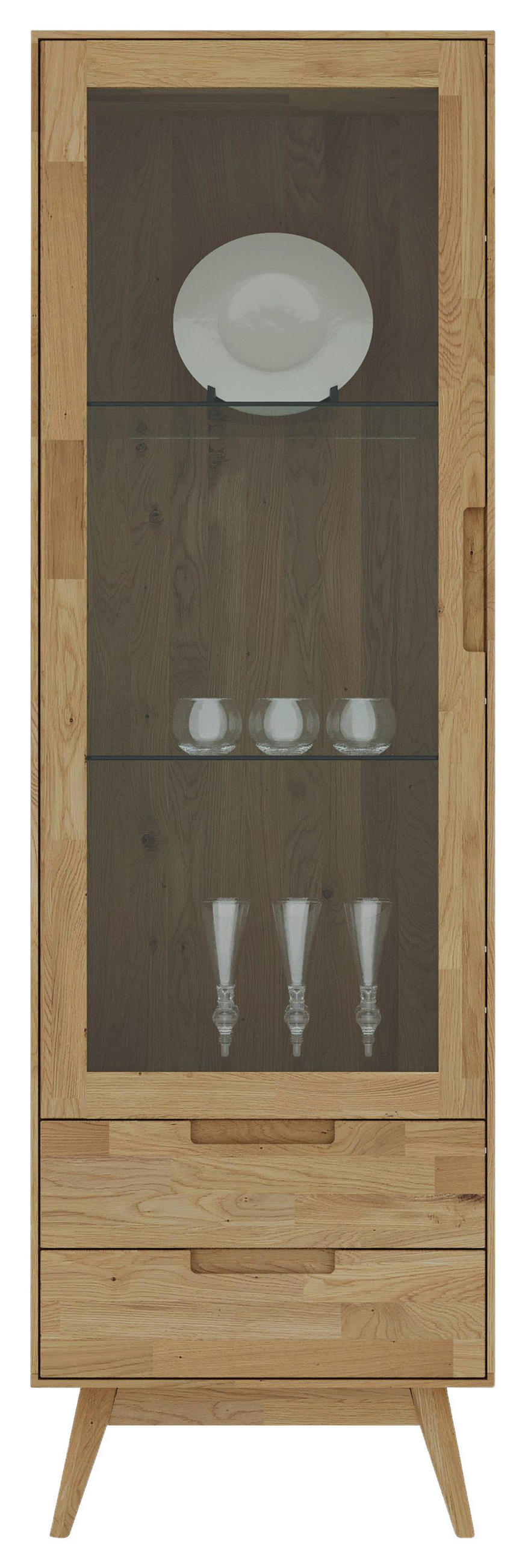 VITRINE Wildeiche  60/195/45 cm  - Wildeiche, Natur, Glas/Holz (60/195/45cm) - home24