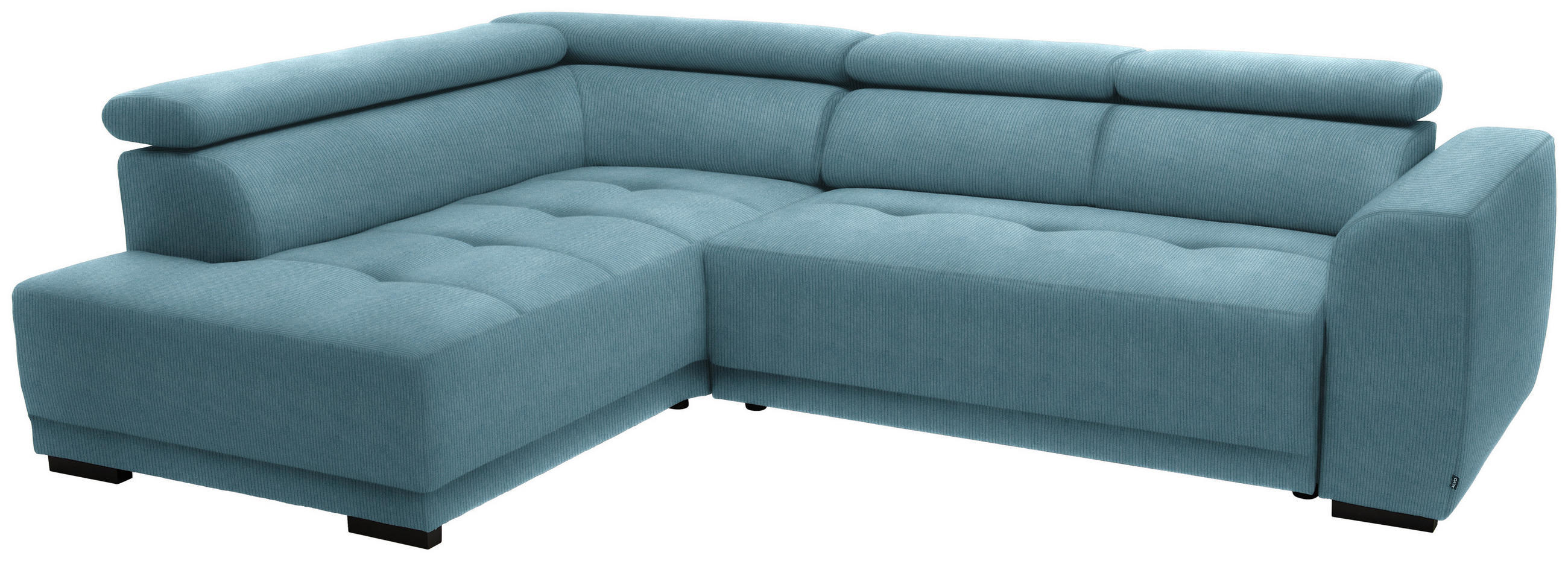 ECKSOFA in Feincord Türkis  205/284 cm  - Türkis/Schwarz, Design, Kunststoff/Textil (205/284cm) - Xora