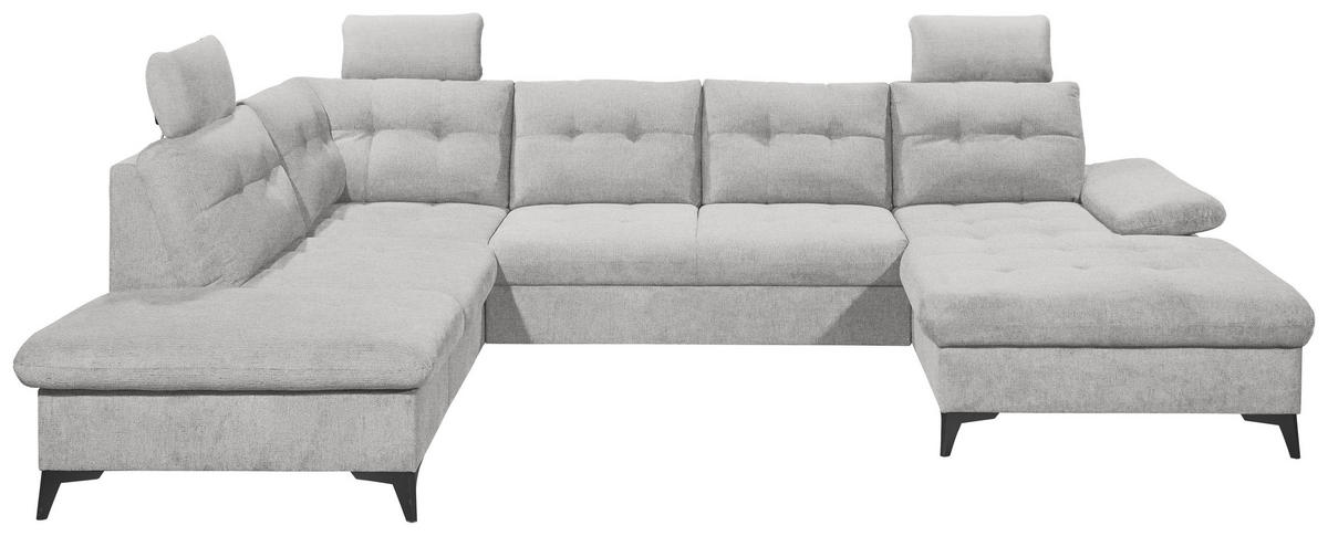 WOHNLANDSCHAFT in Webstoff Grau  - Schwarz/Grau, Konventionell, Kunststoff/Textil (218/324/170cm) - MID.YOU