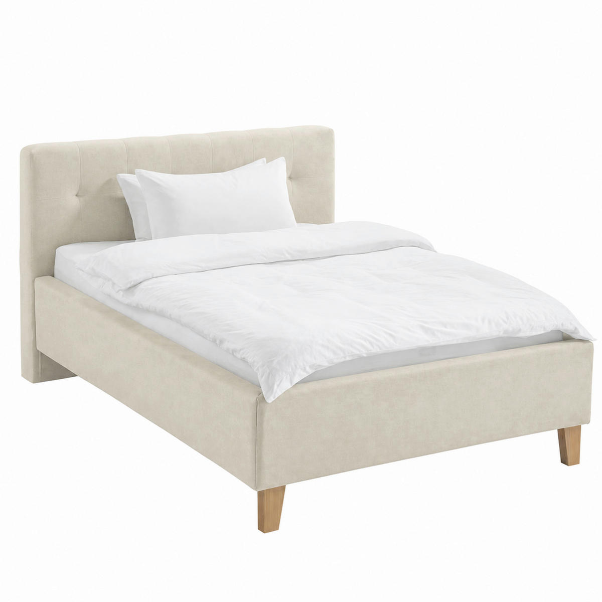 POLSTERBETT 140/200 cm,  in Creme,  - Eichefarben/Creme, MODERN, Holz/Textil (140/200cm) - MID.YOU