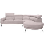 ECKSOFA Hellrosa Velours  - Hellrosa/Schwarz, Design, Textil/Metall (299/264cm) - Novel