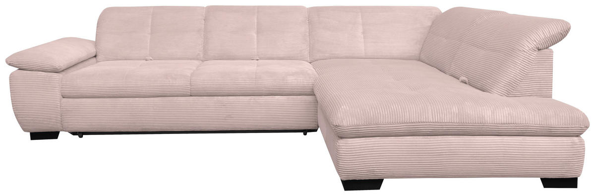 ECKSOFA in Cord Hellrosa  - Hellrosa/Schwarz, Design, Textil/Metall (313/242cm) - Xora