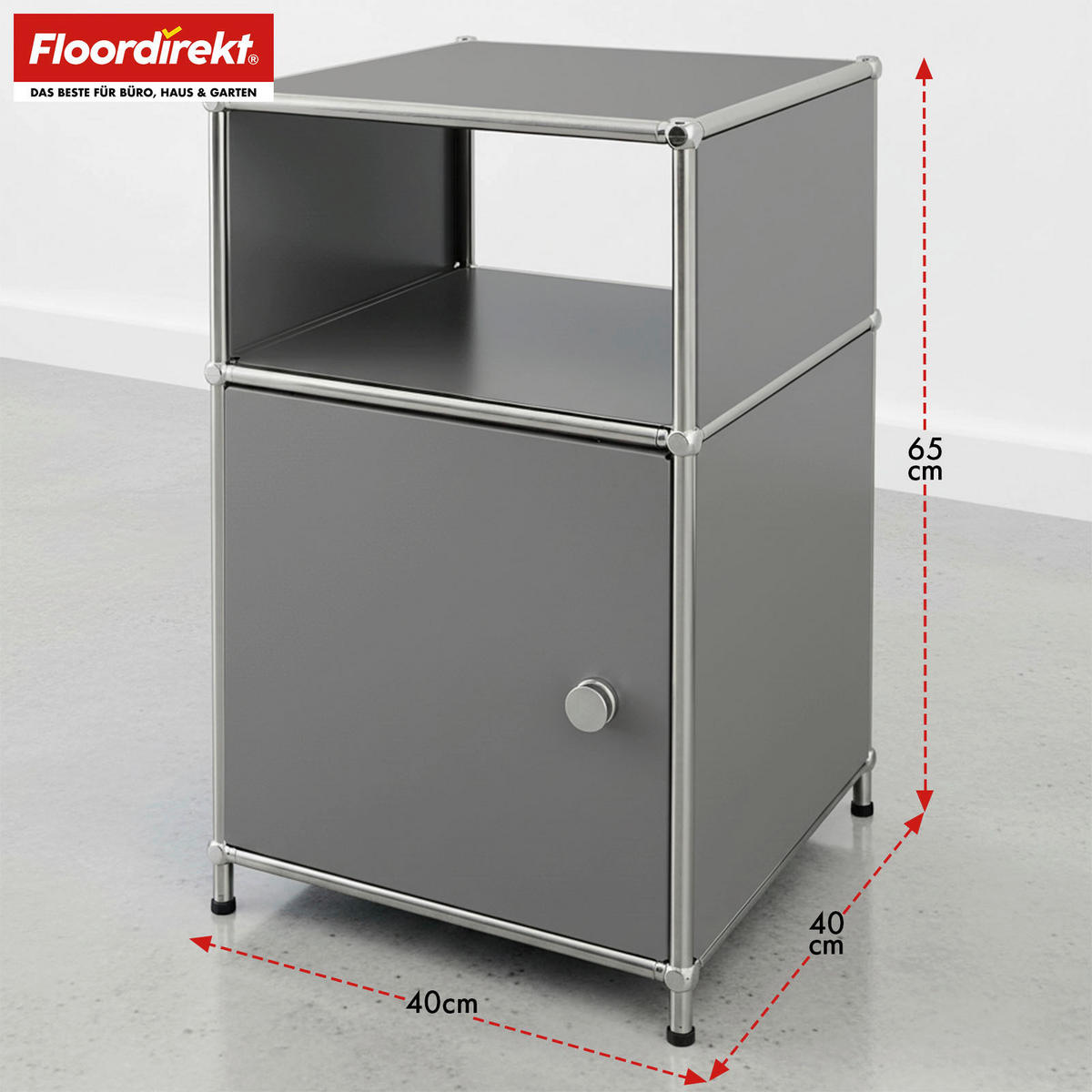 REGAL Grau  - Grau, Basics, Metall (40/65/40cm) - Floordirekt