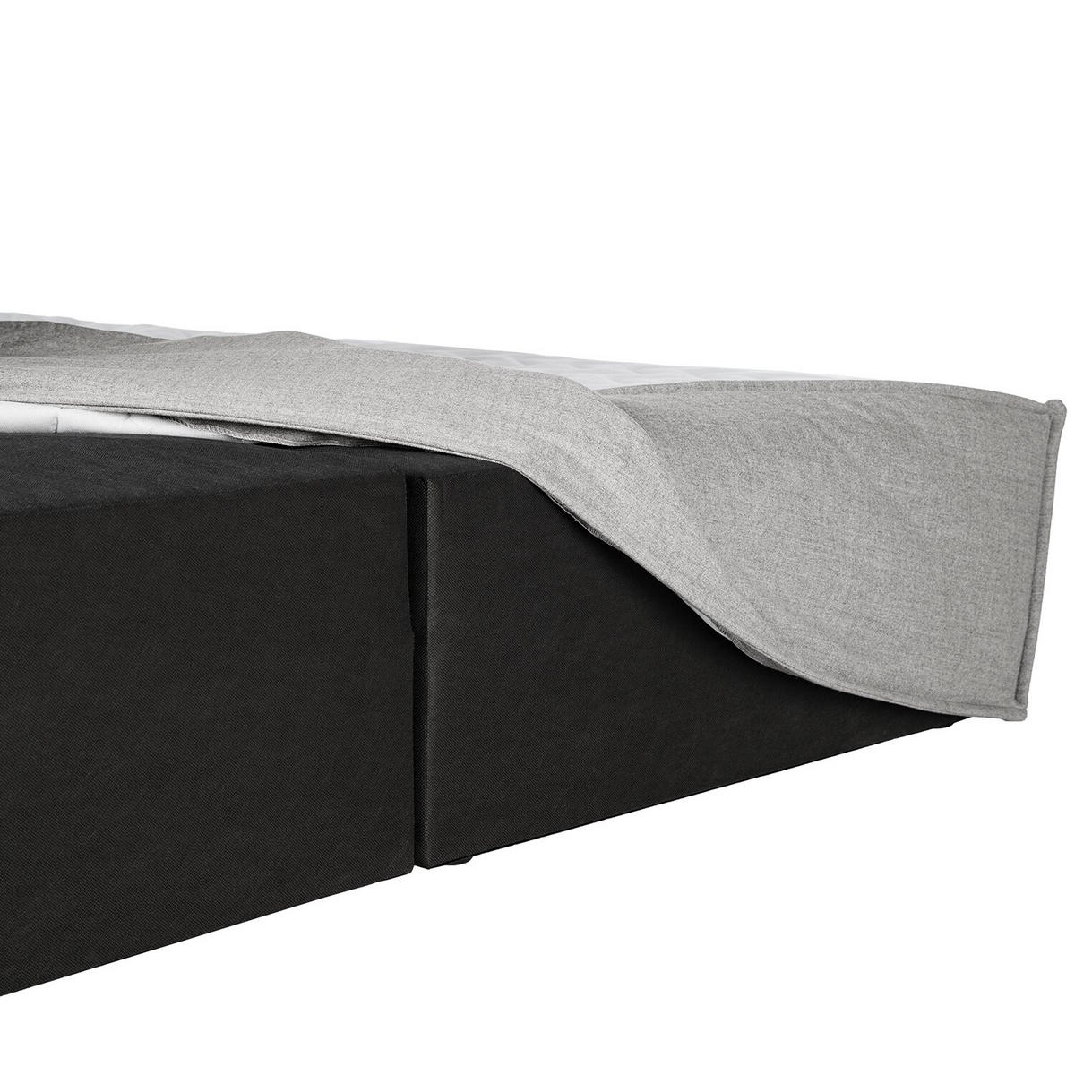 BOXSPRINGBETT 200/220 cm  in Hellgrau  - Hellgrau/Schwarz, Design, Kunststoff/Textil (200/220cm) - home24