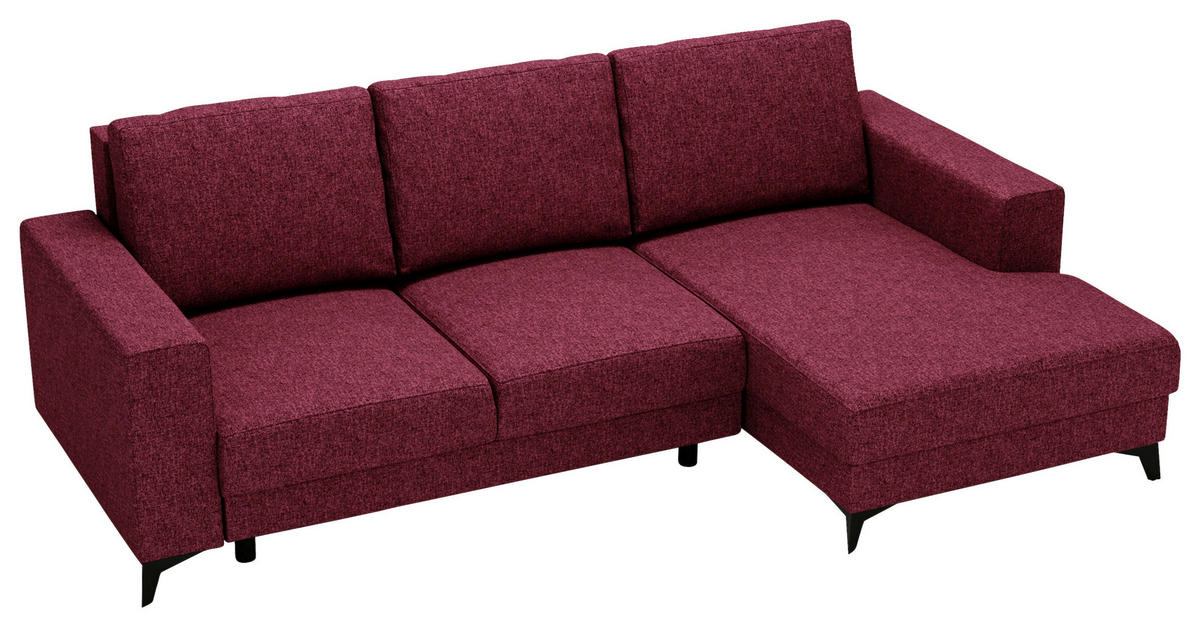 ECKSOFA in Flachgewebe Rot  - Rot/Schwarz, Design, Textil/Metall (244/156cm) - Livetastic
