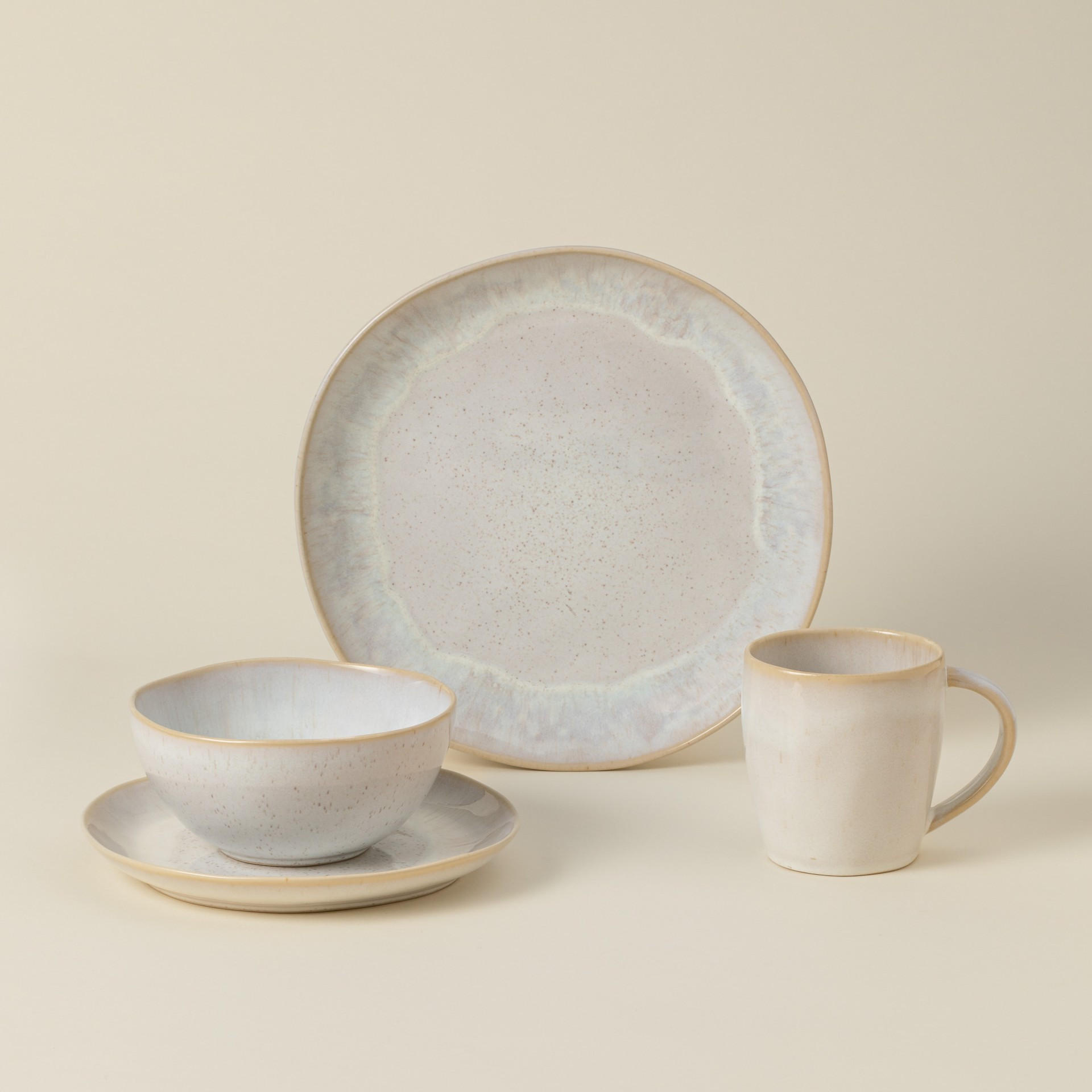 KOMBISERVICE Creme EIVISSA 4-teilig 1 Personen  - Creme, Basics, Keramik - Costa Nova