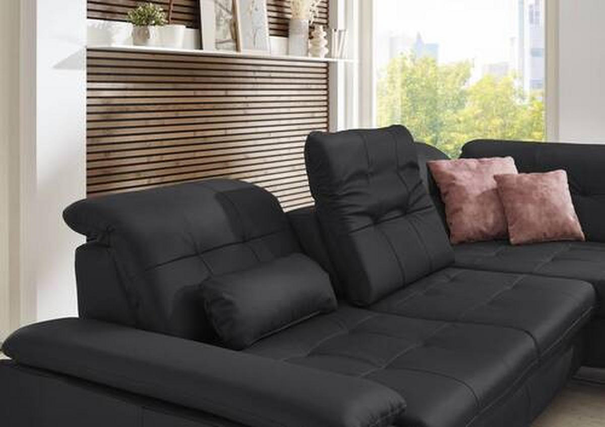 ECKSOFA in Echtleder Anthrazit  - Anthrazit/Alufarben, Design, Leder/Metall (309/211cm) - Beldomo Speed