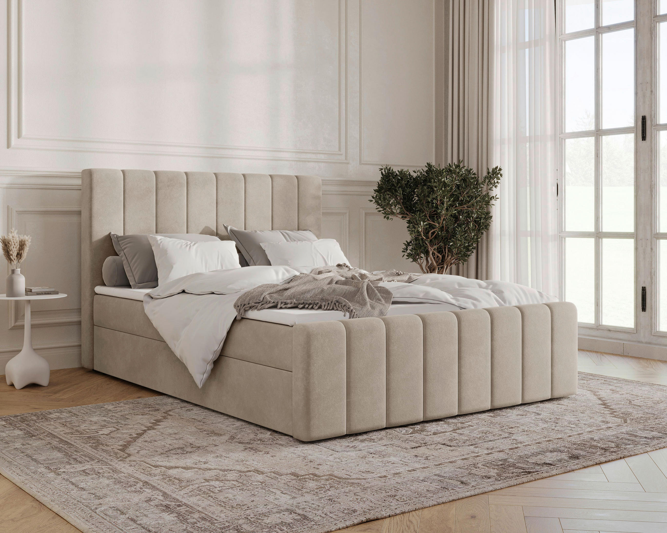 BOXBETT 160/200 cm  in Beige  - Beige/Schwarz, MODERN, Holz/Kunststoff (160/200cm) - MID.YOU