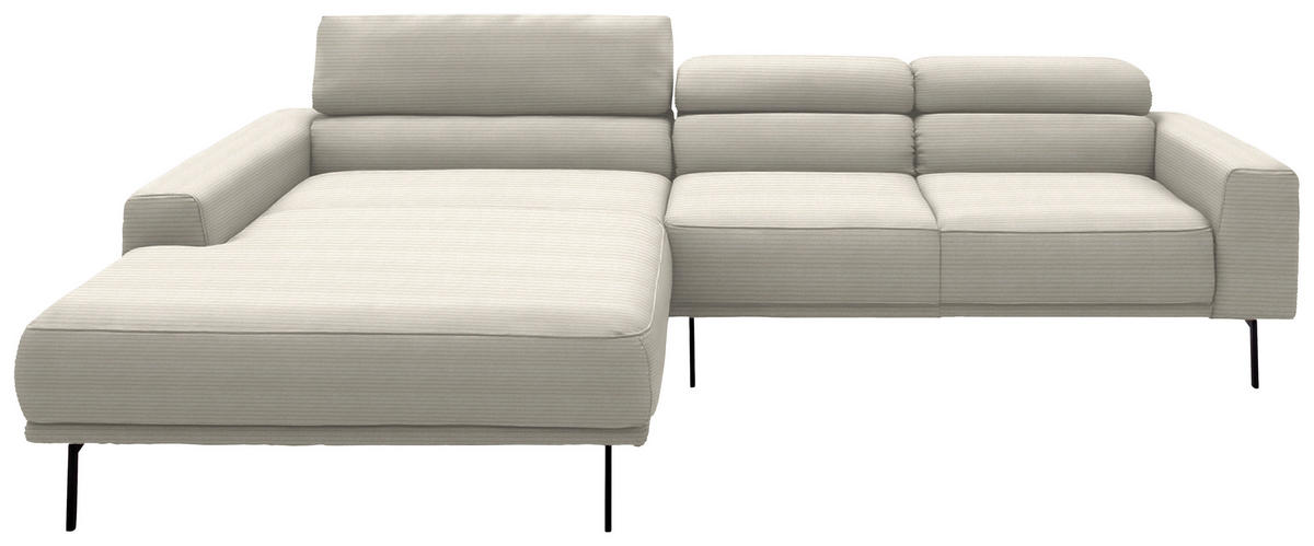 ECKSOFA Cord Naturfarben  - Schwarz/Naturfarben, Design, Textil/Metall (215-217/293cm) - Schöner Wohnen