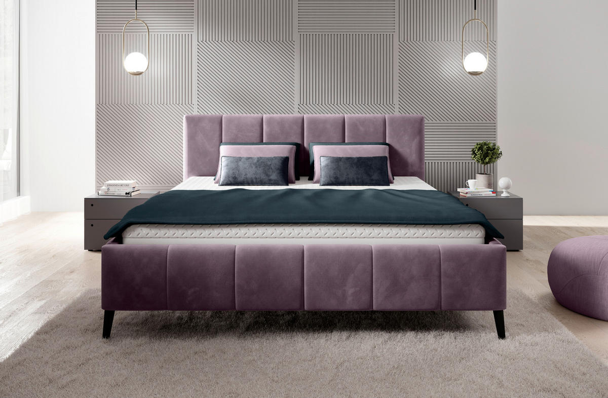 POLSTERBETT 160/200 cm  in Lila  - Lila/Schwarz, Trend, Holz/Textil (160/200cm) - home24