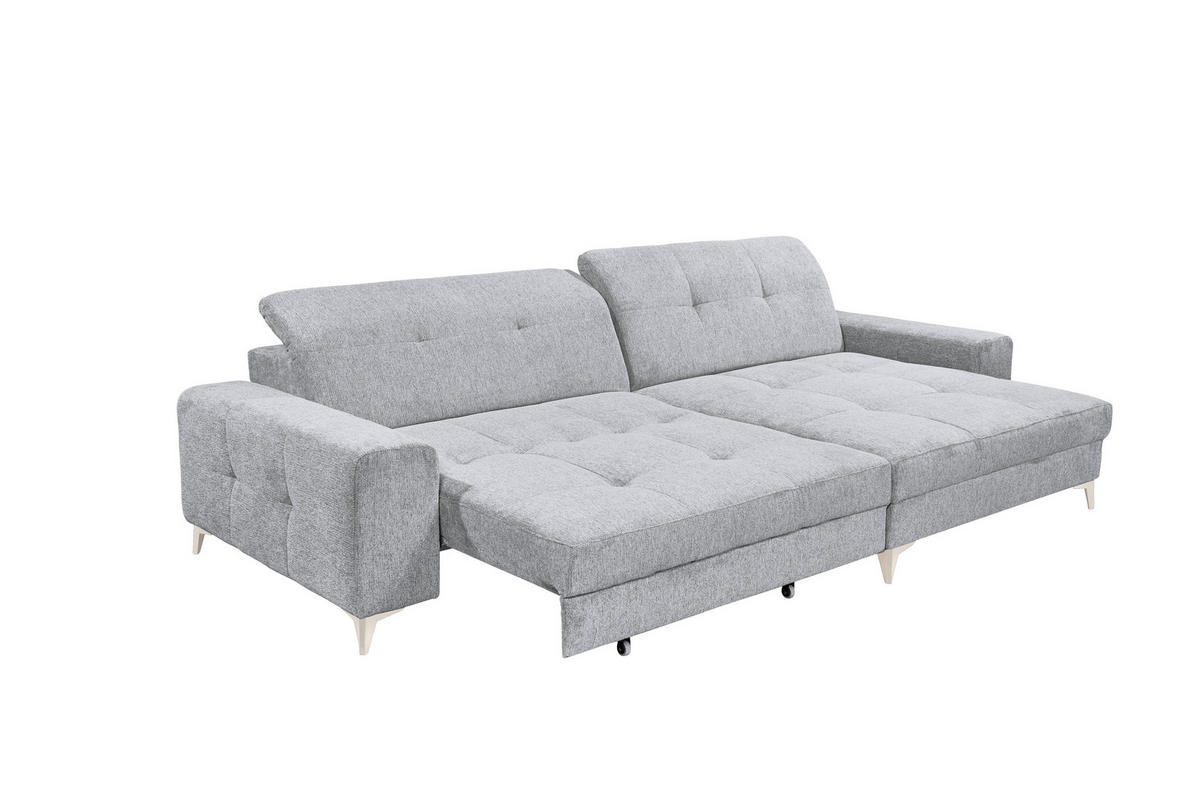 ECKSOFA SORELLA Hellgrau Mikrovelours Kopfteilverstellung, Sitztiefenverstellung  - Kaschmir/Hellgrau, Design, Kunststoff/Textil (328/182cm) - MID.YOU