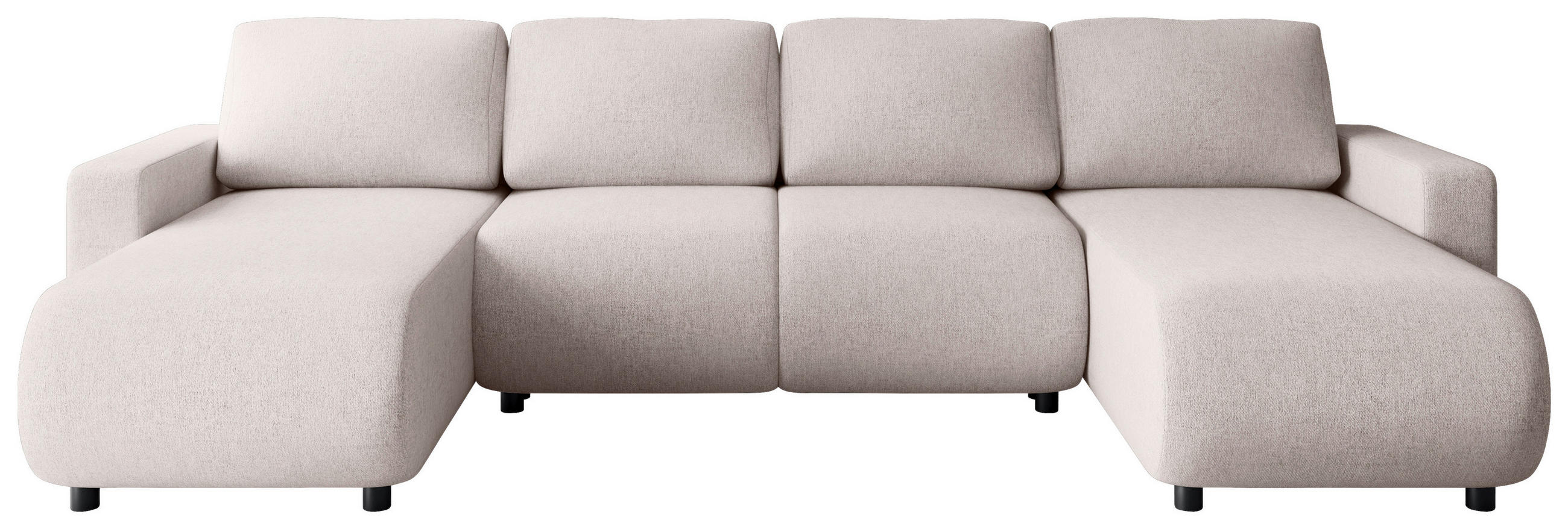 WOHNLANDSCHAFT Beige Webstoff  - Beige/Schwarz, MODERN, Kunststoff/Textil (150/312/150cm) - Xora