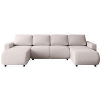 WOHNLANDSCHAFT Beige Webstoff  - Beige/Schwarz, MODERN, Kunststoff/Textil (150/312/150cm) - Xora