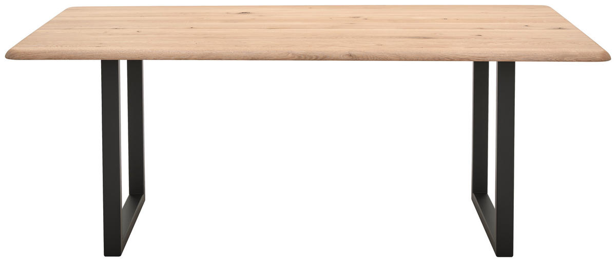 ESSTISCH Asteiche massiv Eiche Bianco  - Eiche Bianco/Schwarz, Design, Holz/Metall (200/100/75cm) - Musterring