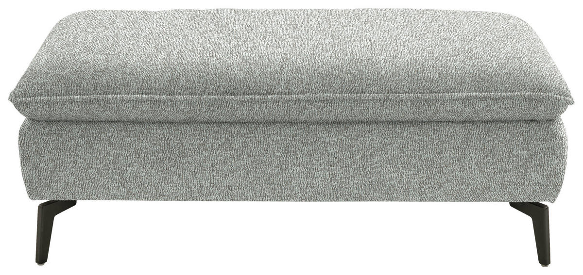 HOCKER in Textil Hellgrau  - Hellgrau/Schwarz, Design, Textil/Metall (130/46/65cm) - Valdera