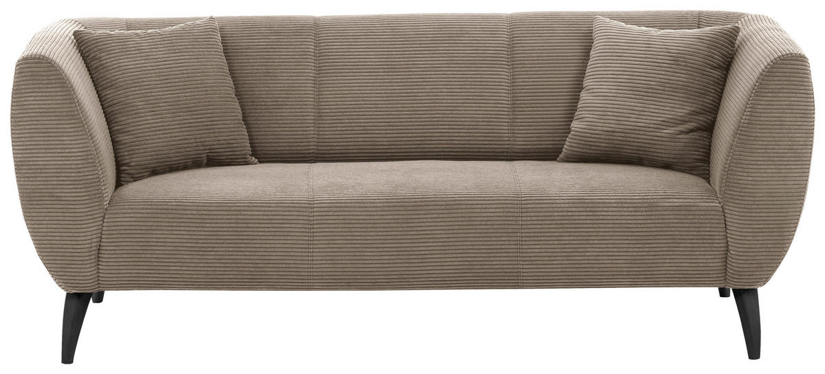 3-SITZER-SOFA Cord Graubraun  - Graubraun/Schwarz, MODERN, Holz/Textil (208/83/88cm) - MID.YOU