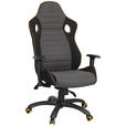 GAMINGSTUHL  in Netzbespannung, Webstoff Grau, Schwarz  - Schwarz/Orange, Design, Kunststoff/Textil (64/120-130/70cm) - Novel