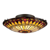 DECKENLEUCHTE Elstead QZ-West-End-F 42/14.8/43.2 cm   - Bronzefarben, ROMANTIK / LANDHAUS, Glas/Metall (42/14.8/43.2cm) - Elstead Lighting