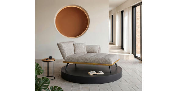 RÉCAMIERE Beigebraun Flachgewebe  - Beigebraun/Schwarz, Design, Holz/Textil (180/85/106cm) - Dieter Knoll