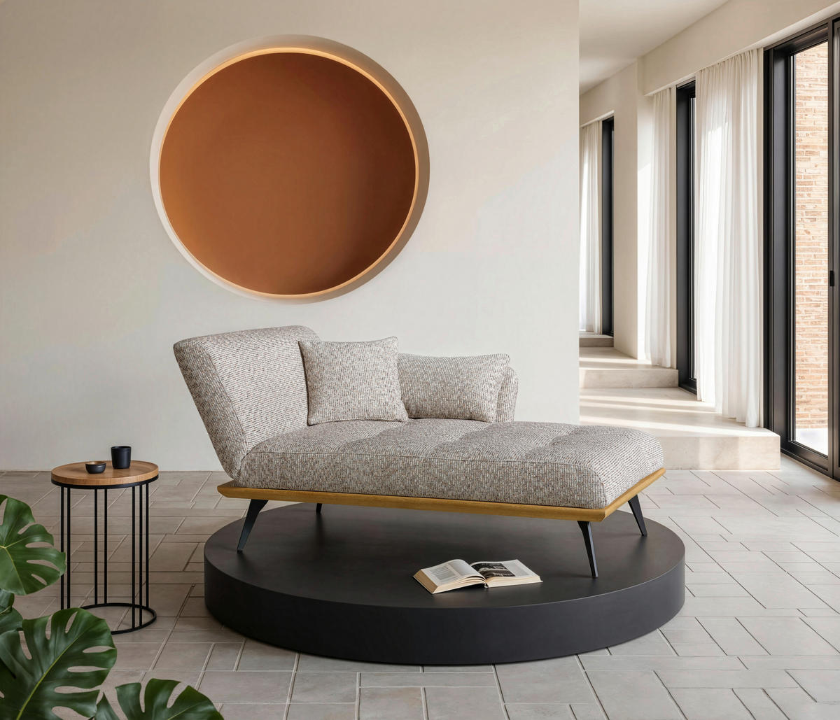 RÉCAMIERE Beigebraun  - Beigebraun/Schwarz, Design, Holz/Textil (180/85/106cm) - Dieter Knoll