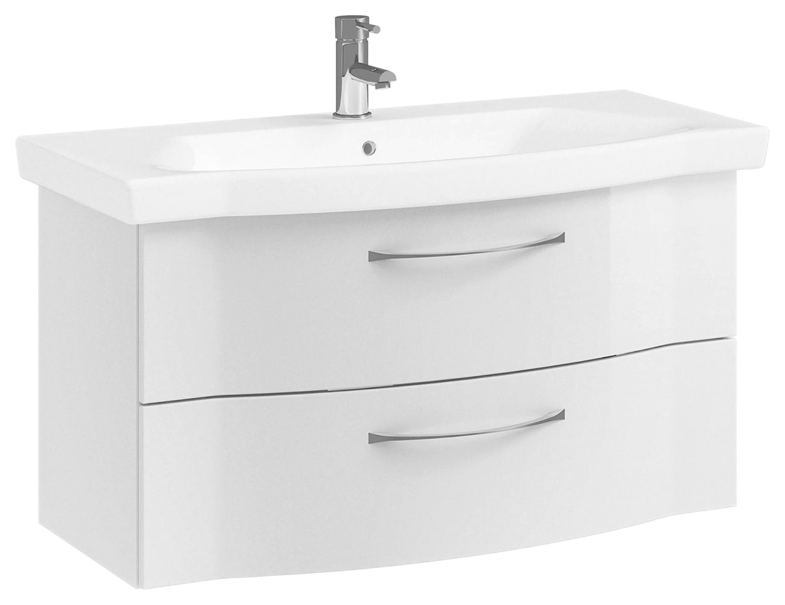 Pelipal Waschtischkombi Serie 6005 Sprint Weiß, Weiß Hochglanz 97 cm