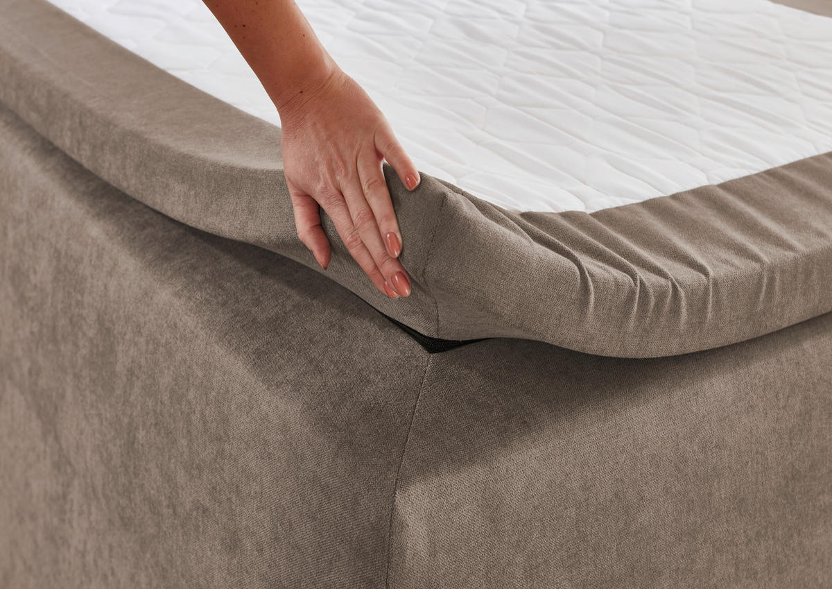BOXSPRINGBETT 120/200 cm  in Taupe  - Taupe/Schwarz, KONVENTIONELL, Kunststoff/Textil (120/200cm) - Boxxx