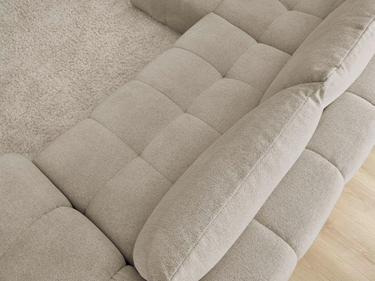 ECKSCHLAFSOFA EVEREST  mit Rücken echt, Armteil links, Armteil rechts Flachgewebe Taupe  - Taupe/Schwarz, MODERN, Kunststoff/Textil (180/318cm) - Livetastic