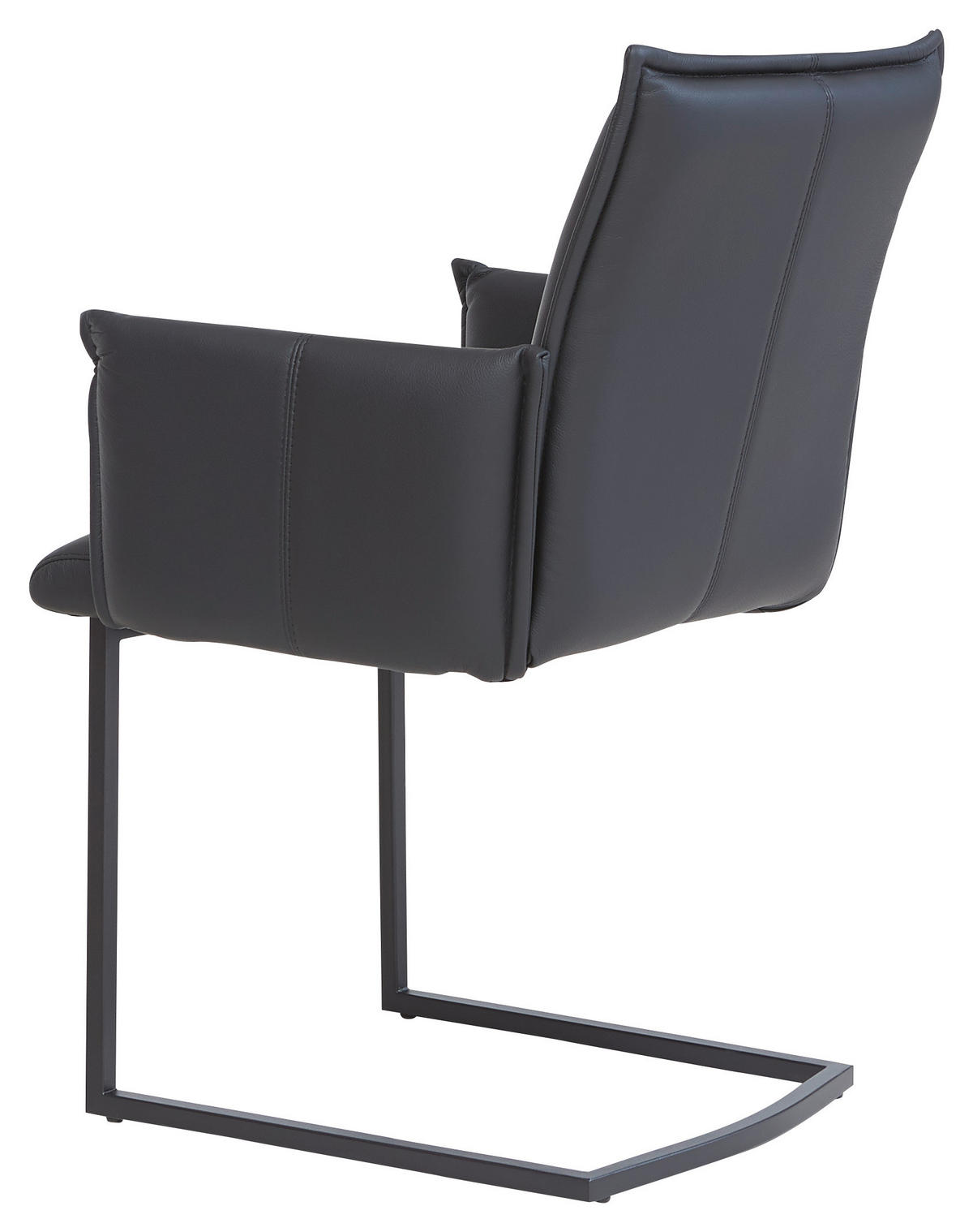 ARMLEHNSTUHL  in Echtleder pigmentiert  - Schwarz, Design, Leder/Metall (60/92/60cm) - Linea Natura