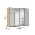 SCHWEBETÜRENSCHRANK 271/223/68 cm 4-türig Eiche Artisan, Hellgrau  - Chromfarben/Hellgrau, Design, Glas/Holzwerkstoff (271/223/68cm) - Novel